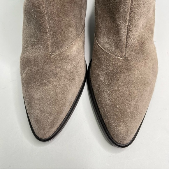 Lorenzo Dei Italian Leather Greige Taupe Suede Pointed Toe Ankle Booties Boots - Picture 2 of 13